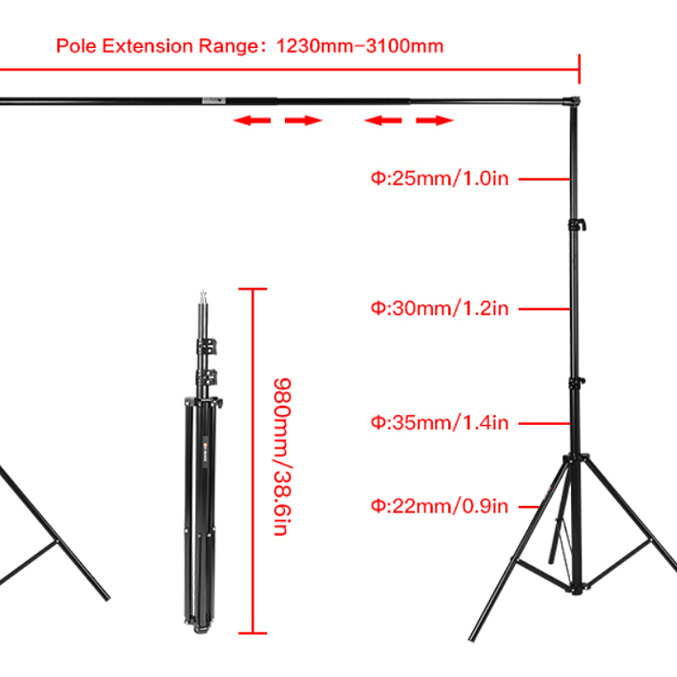 E-image BS901A Soporte de Fondos Con Barra Telescópica 4