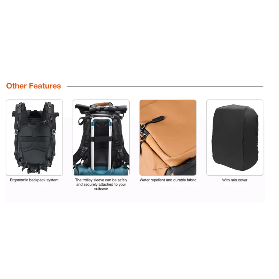 E-Image Explore 20Y – Mochila Fotográfica Profesional Expandible (Color Café) 4