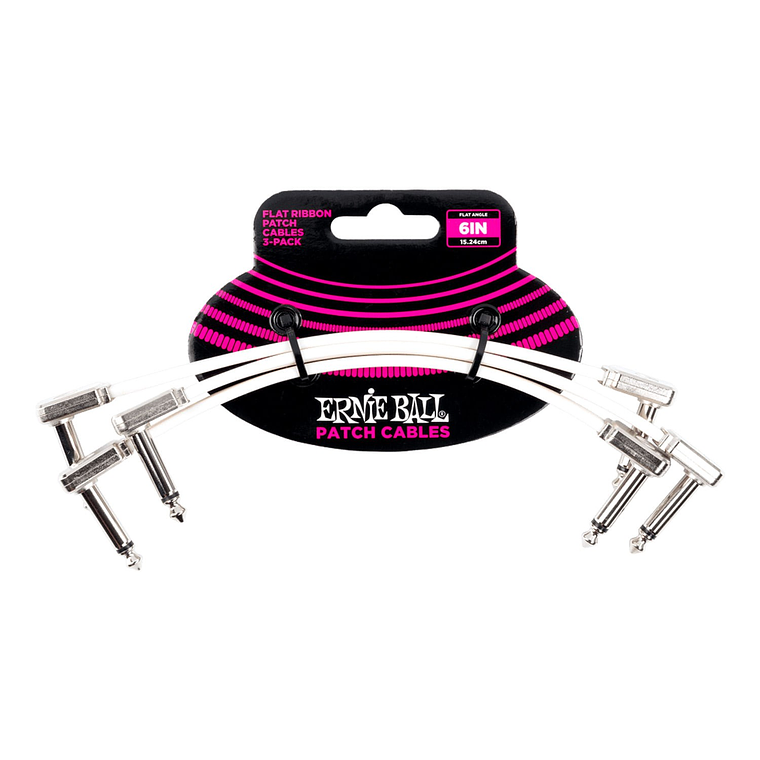 Ernie Ball P06385 Pack 3 Cable Patch Flat Ribbon White 15 Cm Ernie Ball 1