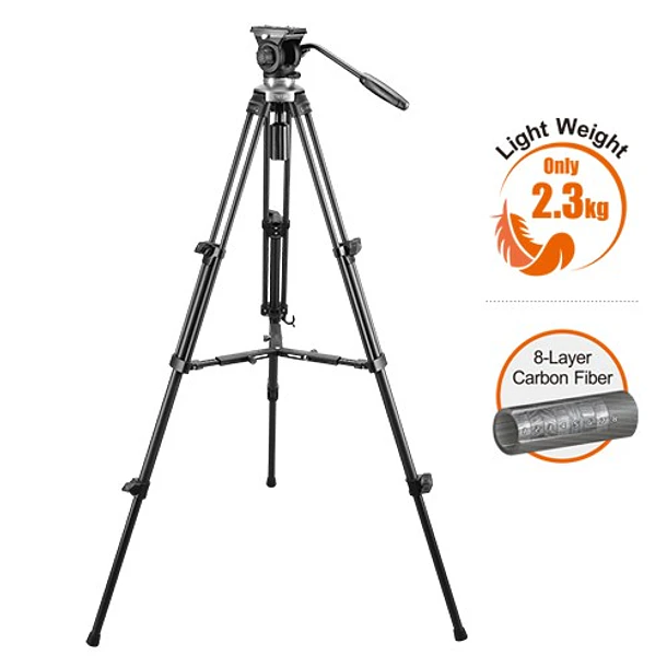 E-Image EC610R – Trípode Profesional Ultraliviano de Fibra de Carbono con Cabezal Fluido 65 mm 1
