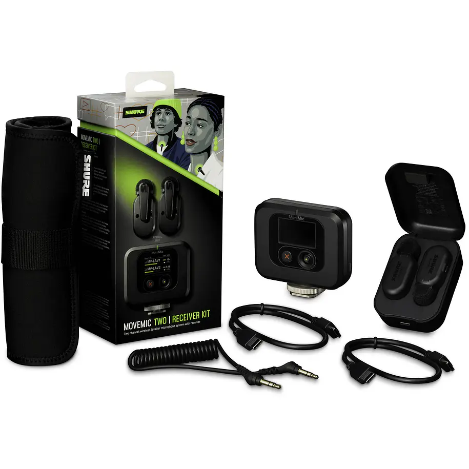 Shure MV-TWO-KIT-Z7  Microfono Lavalier Inalambrico De Dos Canales Con Receptor 10