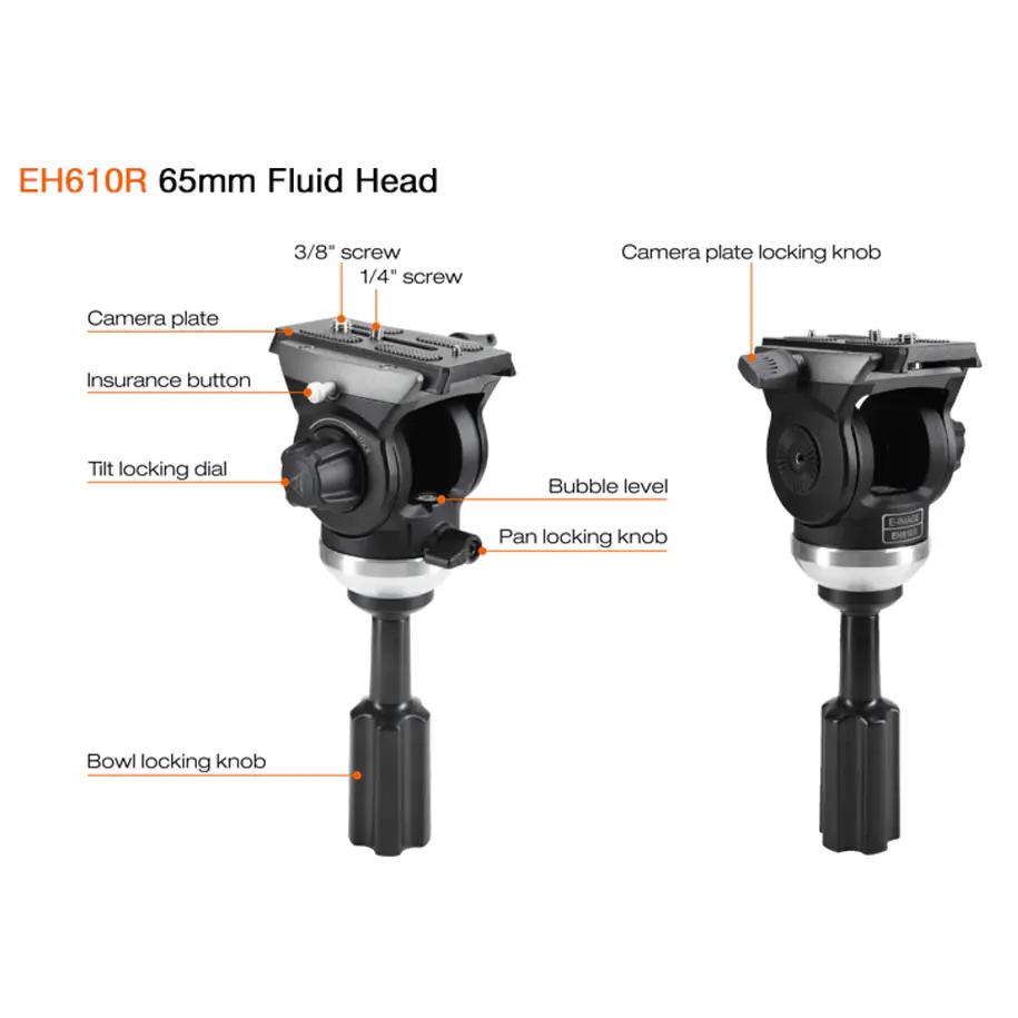 E-Image EC610R – Trípode Profesional Ultraliviano de Fibra de Carbono con Cabezal Fluido 65 mm 2