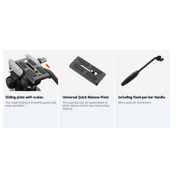 E-Image EC610R – Trípode Profesional Ultraliviano de Fibra de Carbono con Cabezal Fluido 65 mm 4