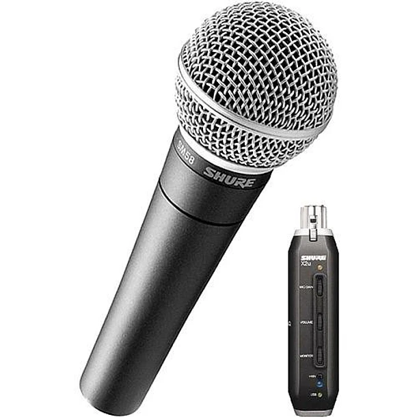 Shure Microfono Dinamico Cardioide Vocal Mas Interfaz De Audio Para Conexion A Pc 1
