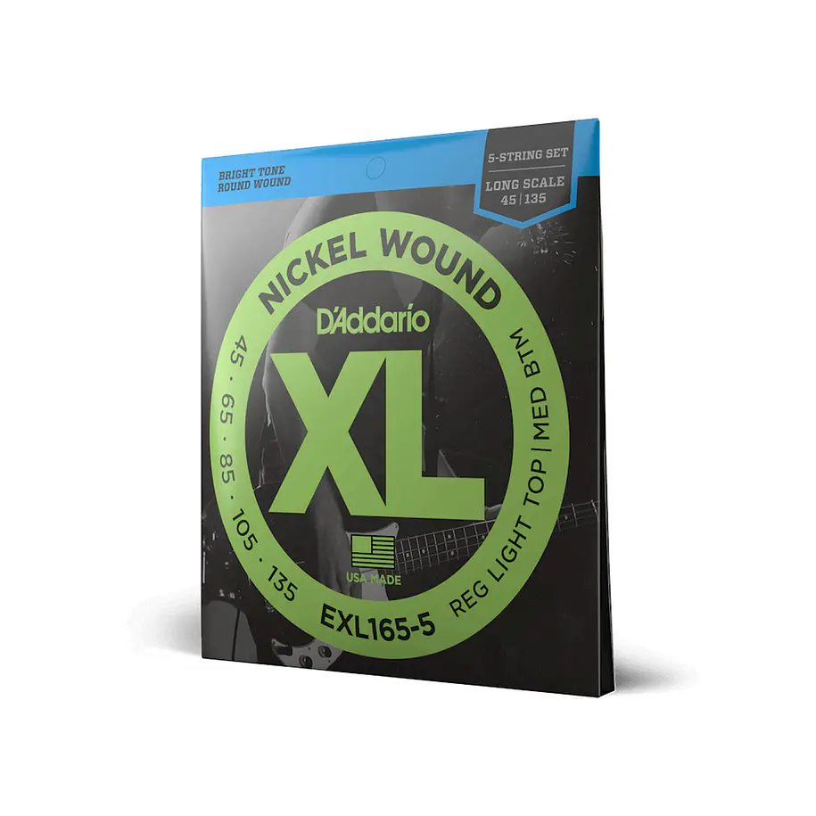 Daddario Exl165-5 Cuerdas Bajo Electrico Xl Regular Light Top/Medium Bottom 5-String 45-135 Daddario 1