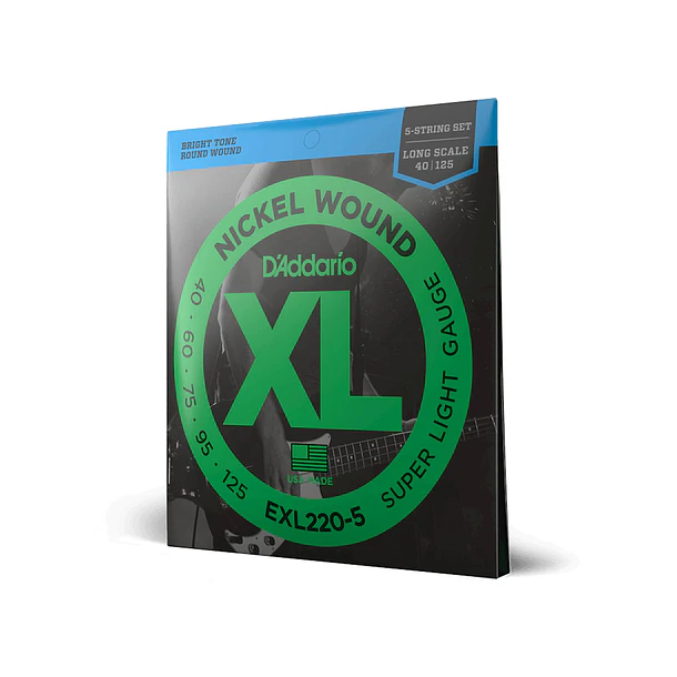 Daddario Exl220-5 Cuerdas Bajo Electrico Xl Super Light 5-String 40-125 Daddario 1