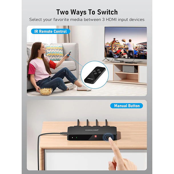 Lemorele G99 Switch HDMI 4K Con Control Remoto 3