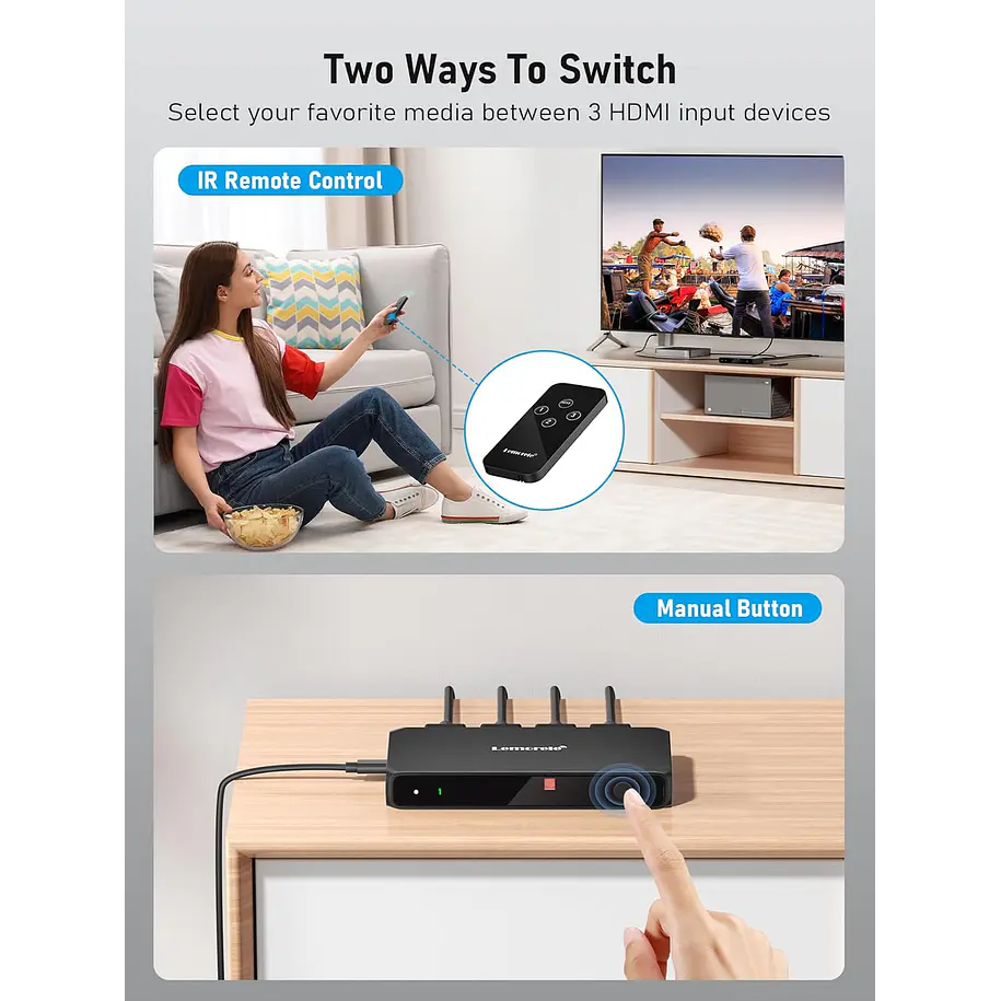 Lemorele G99 Switch HDMI 4K Con Control Remoto 3