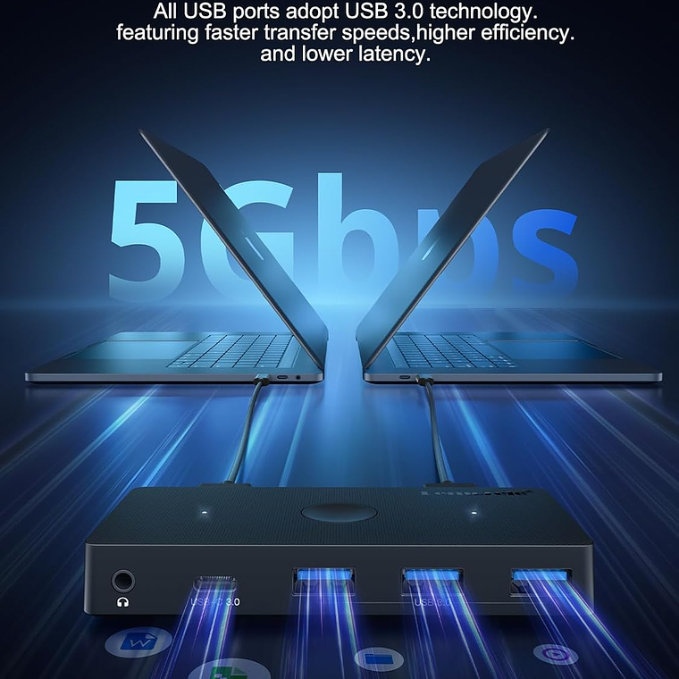 Lemorele H100 Comparte Hasta 5 Periféricos Entre 2 Computadores 3