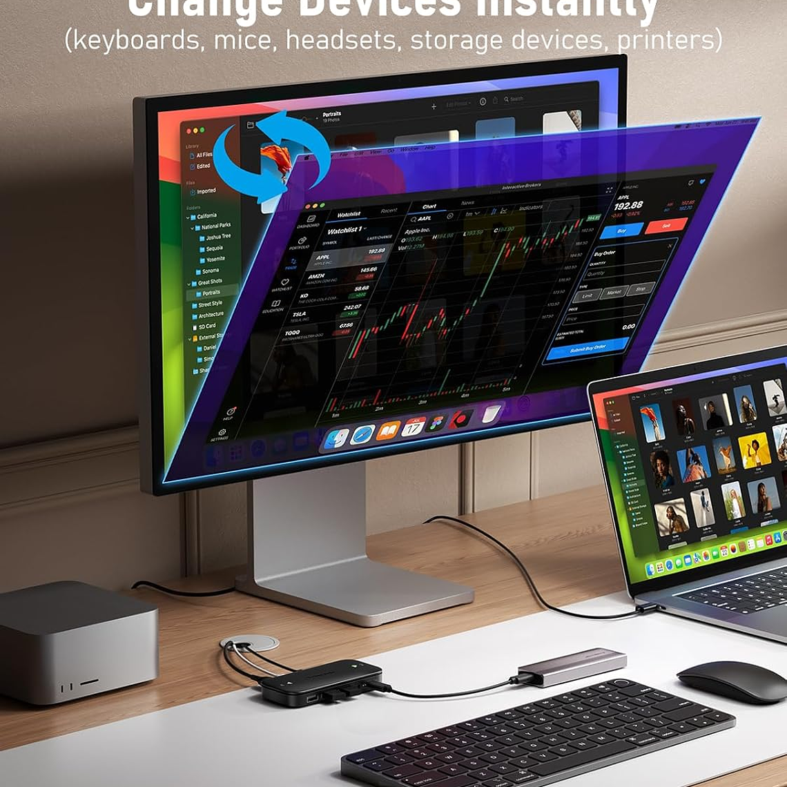 Lemorele H200 Conecta Varios Periféricos en 2 Computadores 4