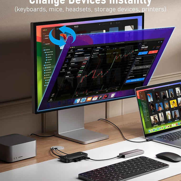 Lemorele H200 Conecta Varios Periféricos en 2 Computadores 4