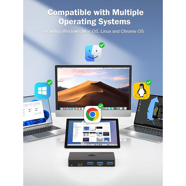 Lemorele H100 Comparte Hasta 5 Periféricos Entre 2 Computadores 5
