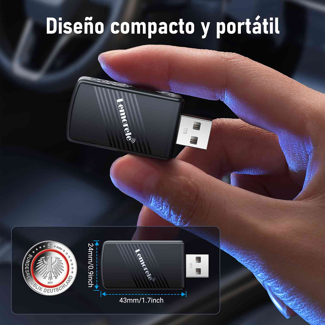 Lemorele Adaptador Inalámbrico Carplay 3