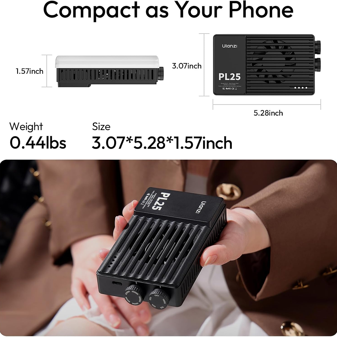 Ulanzi PL25 Luz Led Bicolor Con Controles Simples y Difusor - L156 5