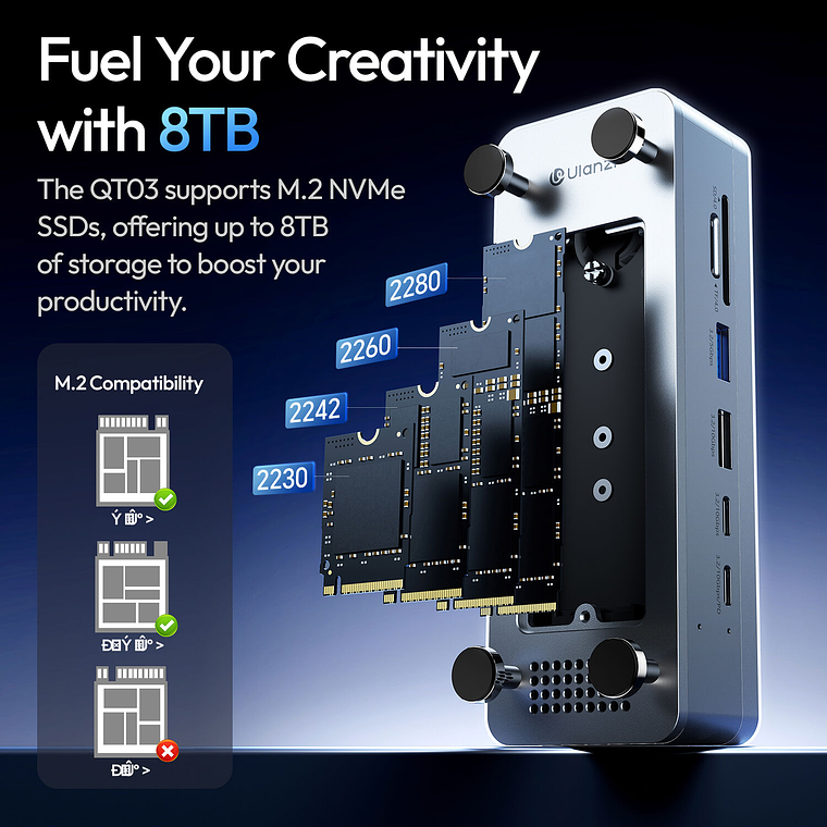 Ulanzi QT03 Docking Station con Enclosure para SSD   - A050 7