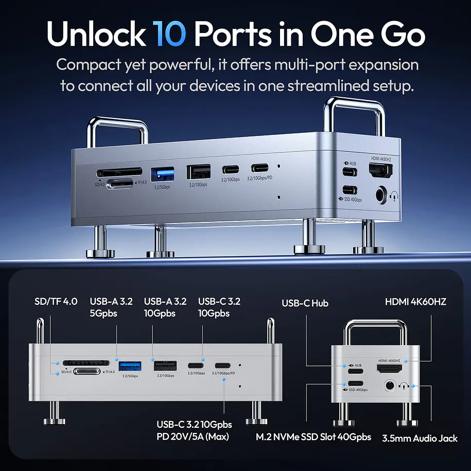 Ulanzi QT03 Docking Station con Enclosure para SSD   - A050 9