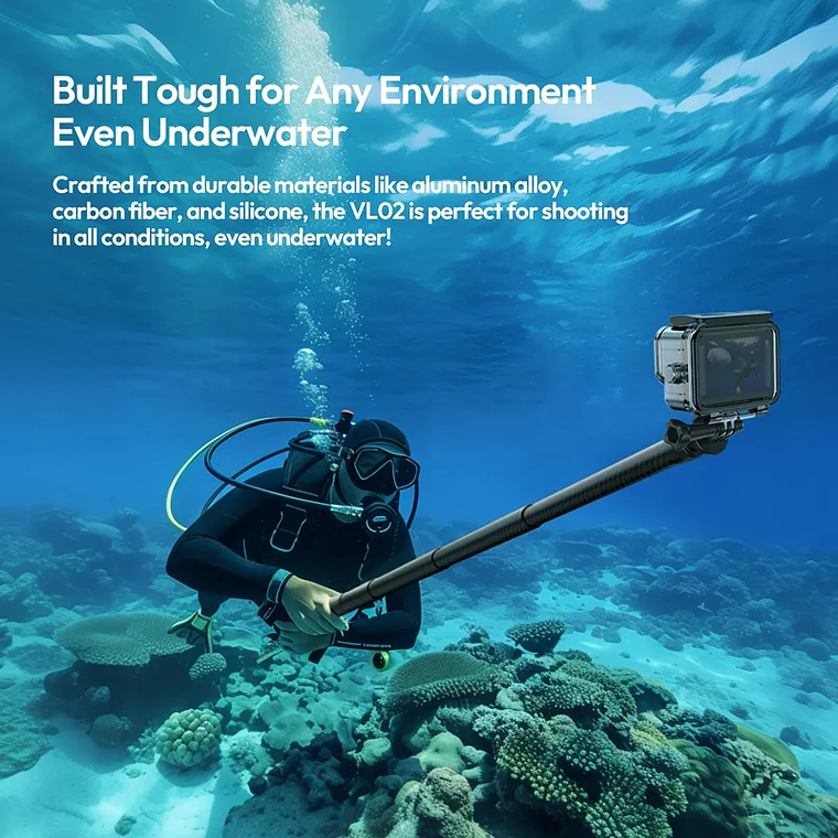 Ulanzi VL02 Barra Selfie 2,7m Fibra de Carbono Sumergible - T096 2