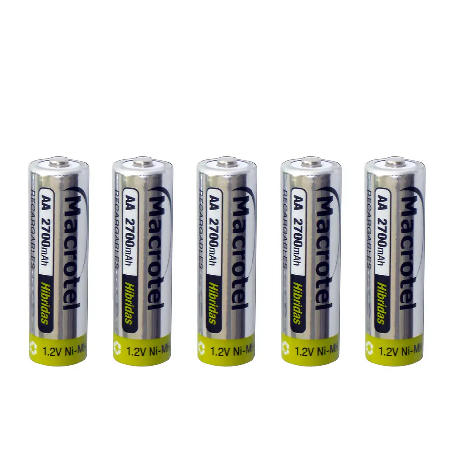 Macrotel Pilas Recargables Híbridas AA 2700ma Pack de 5 Pilas 2