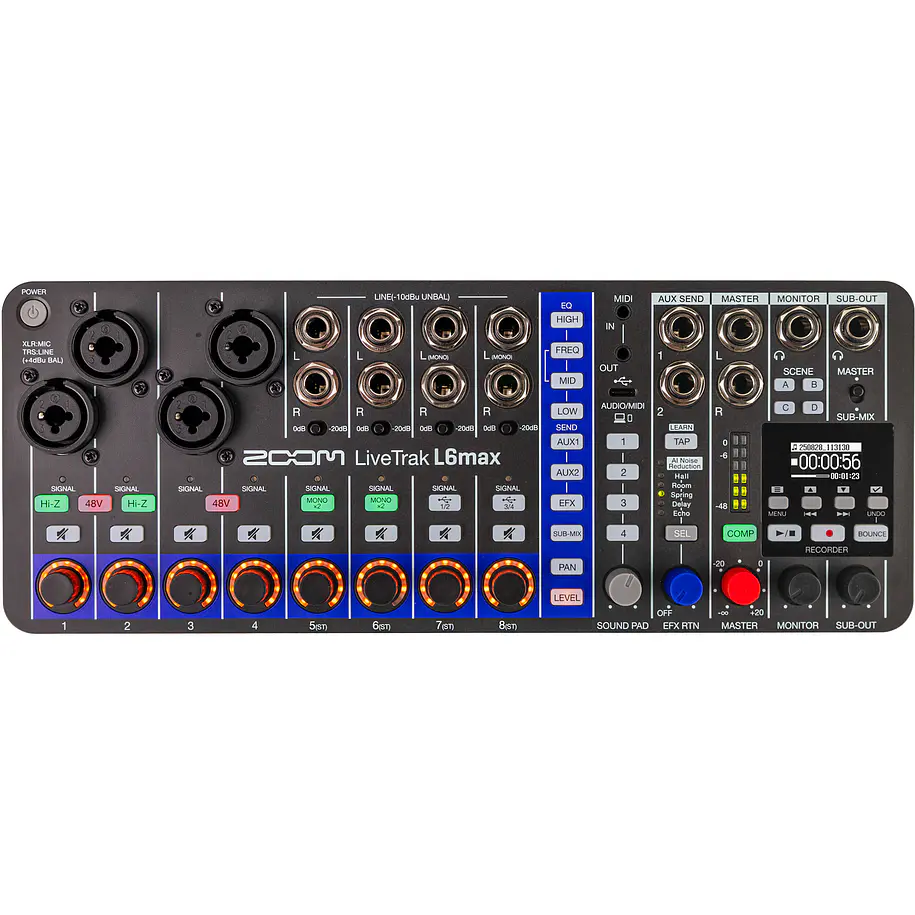 Zoom LiveTrak L6max Mezcladora y grabadora portátil de 12 canales 16