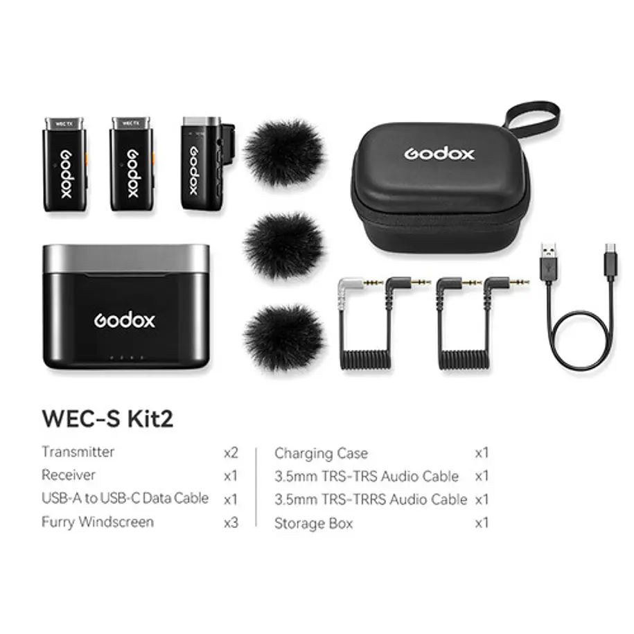 Godox WEC-S Kit 2 Micrófono Doble Para Cámaras Sony y Dispositivos Móviles 1