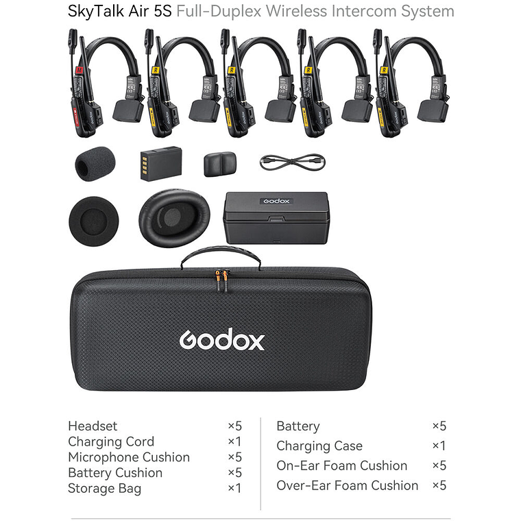 Godox SkyTalk Air 5S Sistema de Intercomunicación Inalámbrico Para 5 Personas 1