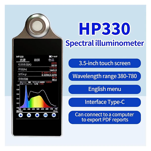 LCE HP330P   Luxómetro Espectral Analizador de Espectro Lumínico Kelvinómetro 7