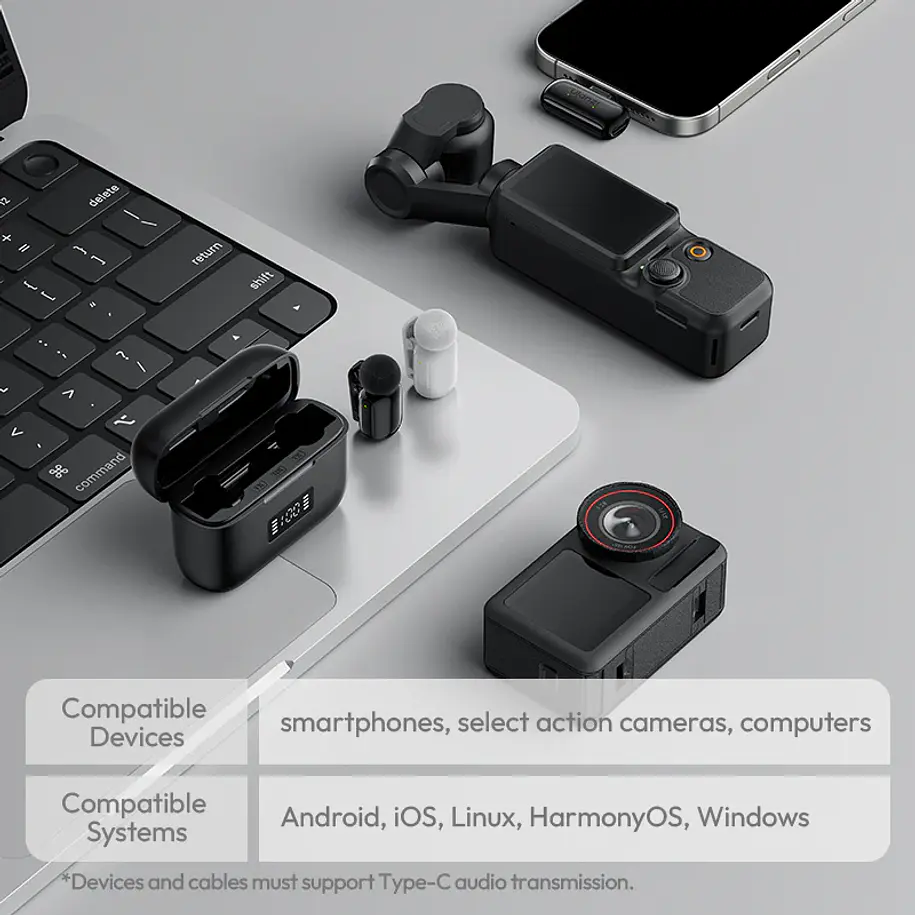 Ulanzi A200 Mini Micrófono Lavalier Doble USB-C A046 Negro 26