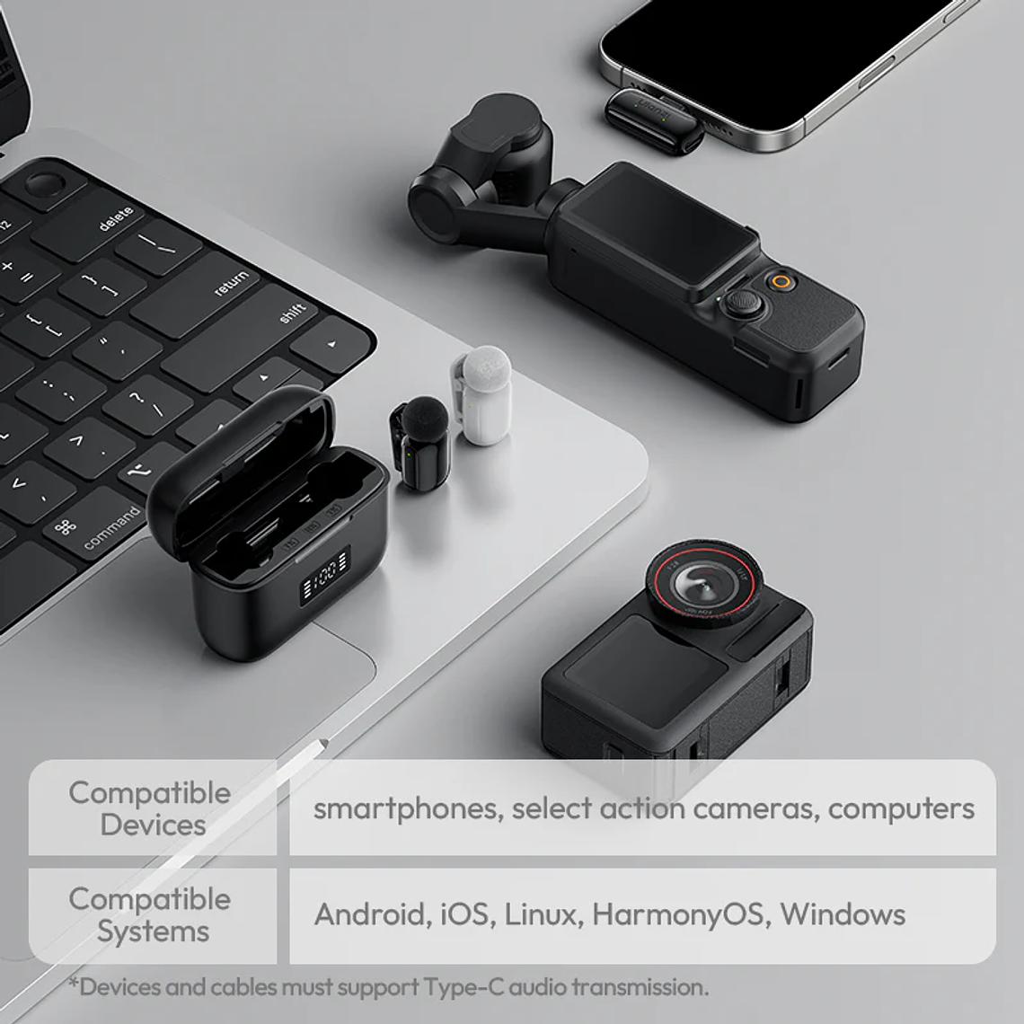 Ulanzi A200 Mini Micrófono Lavalier Doble USB-C A046 Negro 26