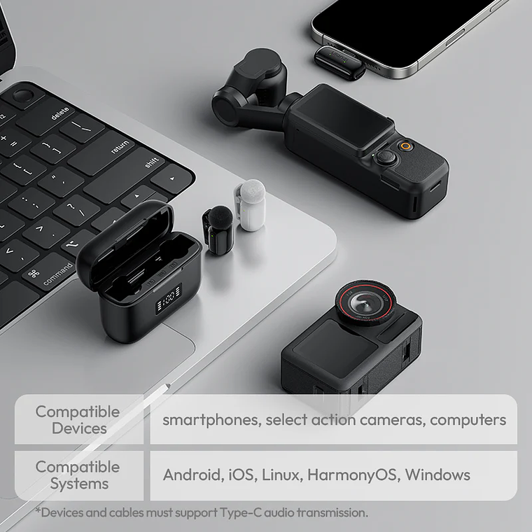 Ulanzi A200 Mini Micrófono Lavalier Doble USB-C A046 Negro 26