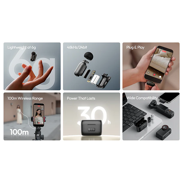Ulanzi A200 Mini Micrófono Lavalier Doble USB-C A046 Negro 32