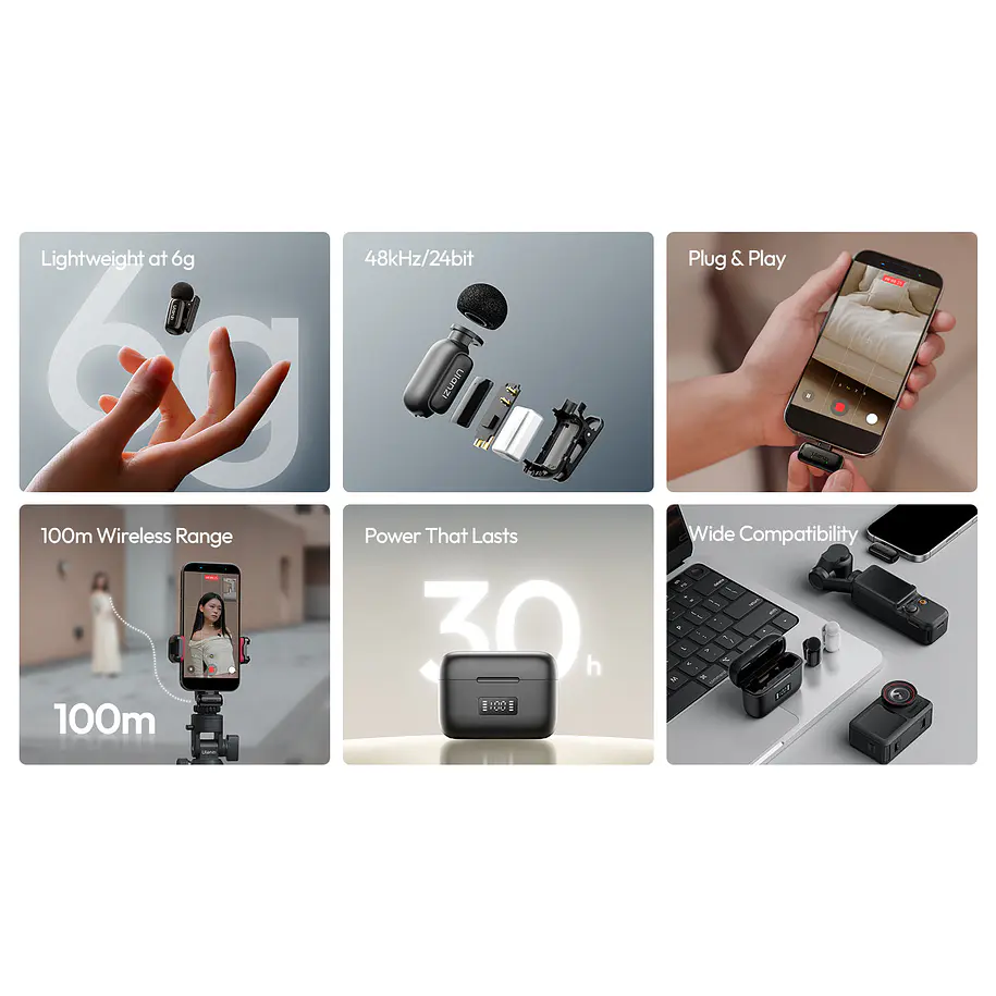 Ulanzi A200 Mini Micrófono Lavalier Doble USB-C A046 Negro 32