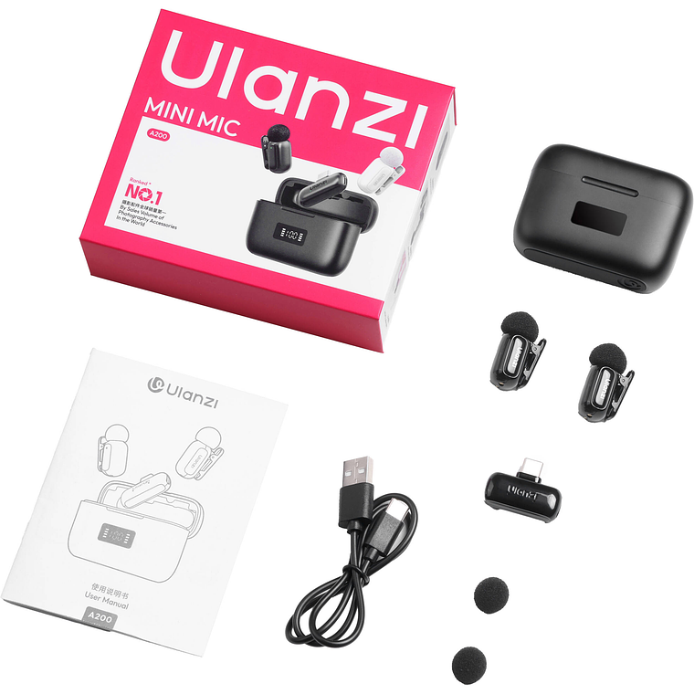Ulanzi A200 Mini Micrófono Lavalier Doble USB-C A046 Negro 36