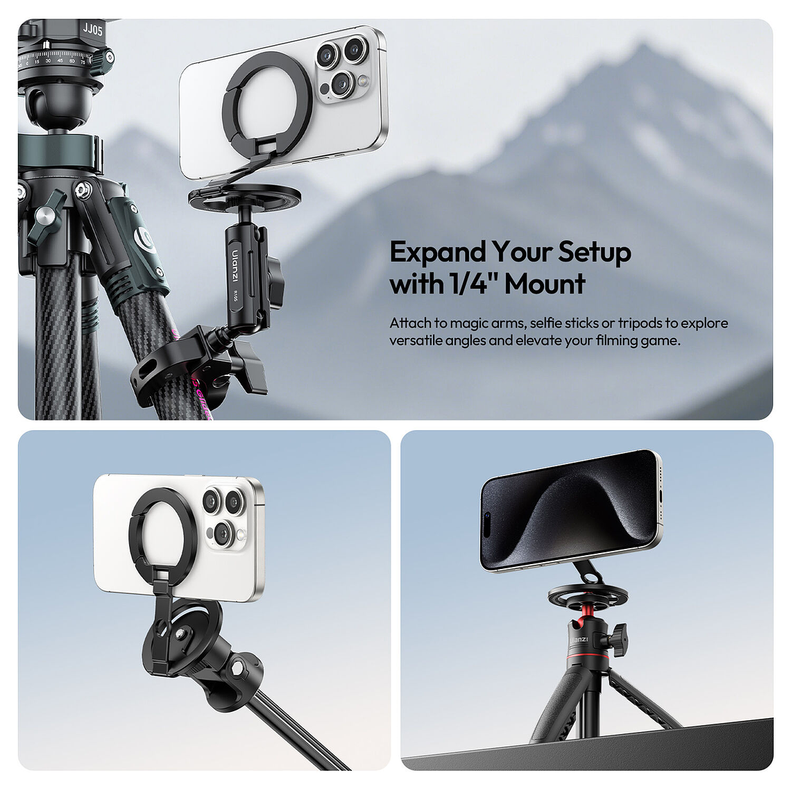 Ulanzi MA02 MagLock Soporte Dual Magnético Para Teléfonos en Trípode M067 9
