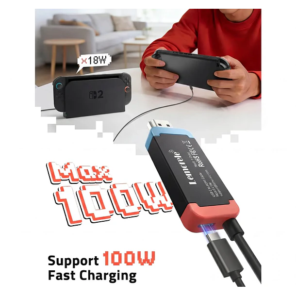 Lemorele L100 Cable USB-C a HDMI Para Nintendo Switch 2 7