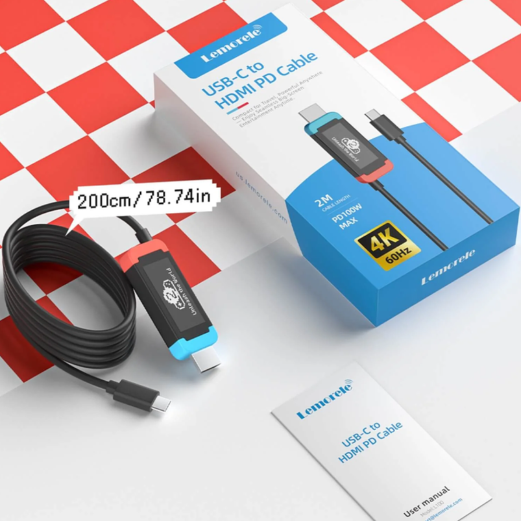 Lemorele L100 Cable USB-C a HDMI Para Nintendo Switch 2 9