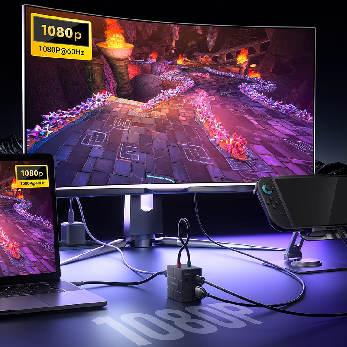 Lemorele AC12 Capturadora de Video 1080P + HUB USB-C 4