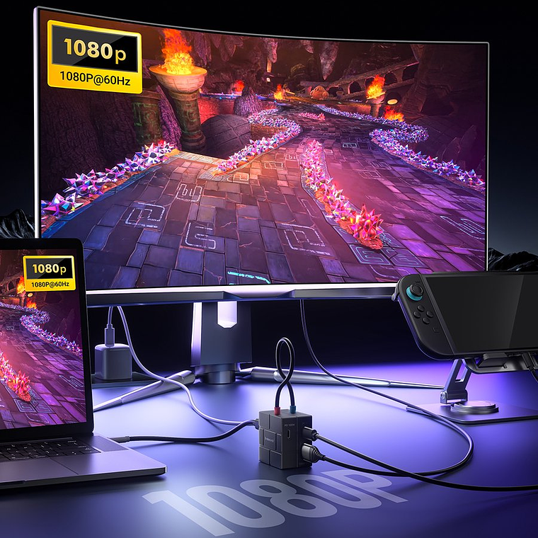 Lemorele AC12 Capturadora de Video 1080P + HUB USB-C 4