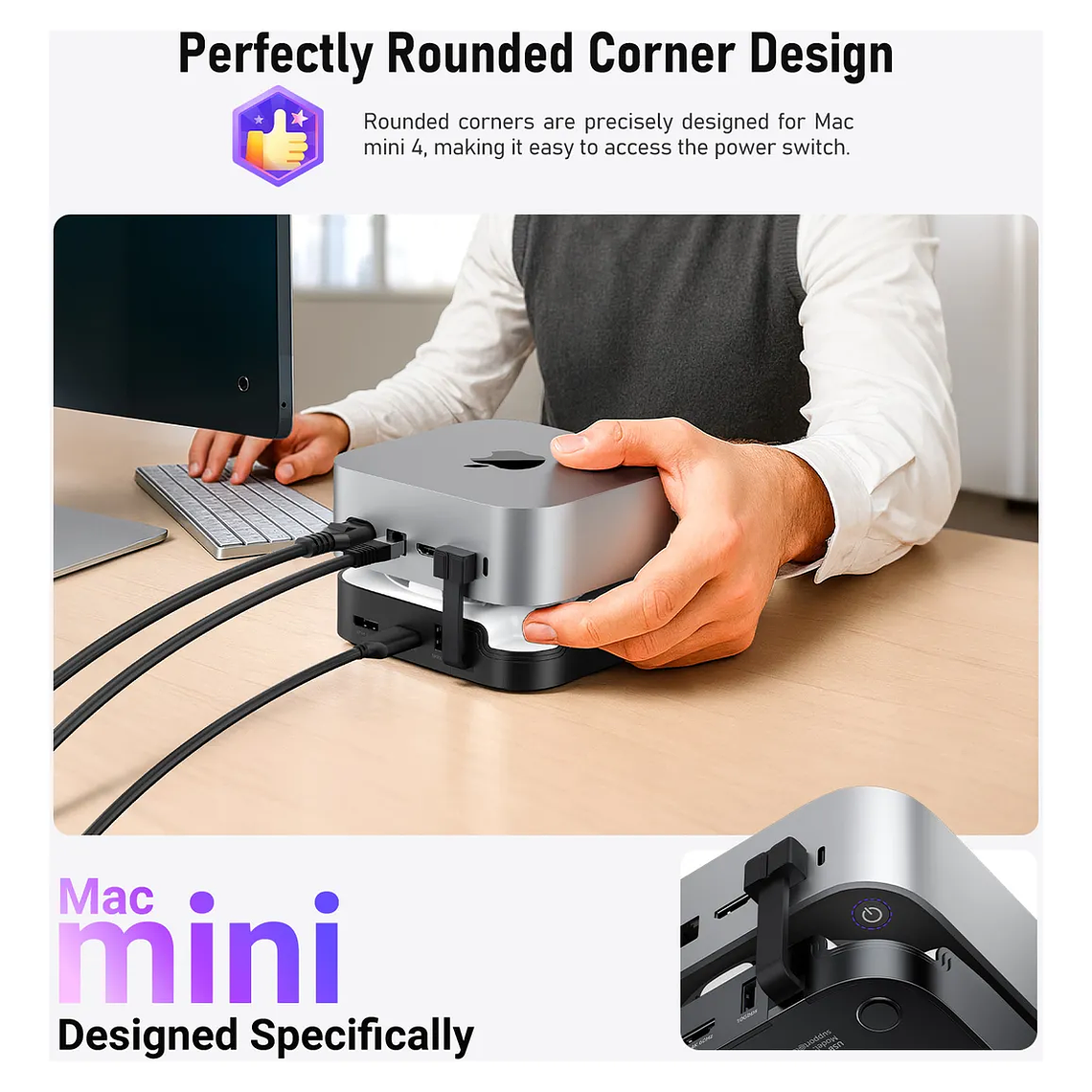 Lemorele TC800 Docking Station Para Mac Mini M4 4