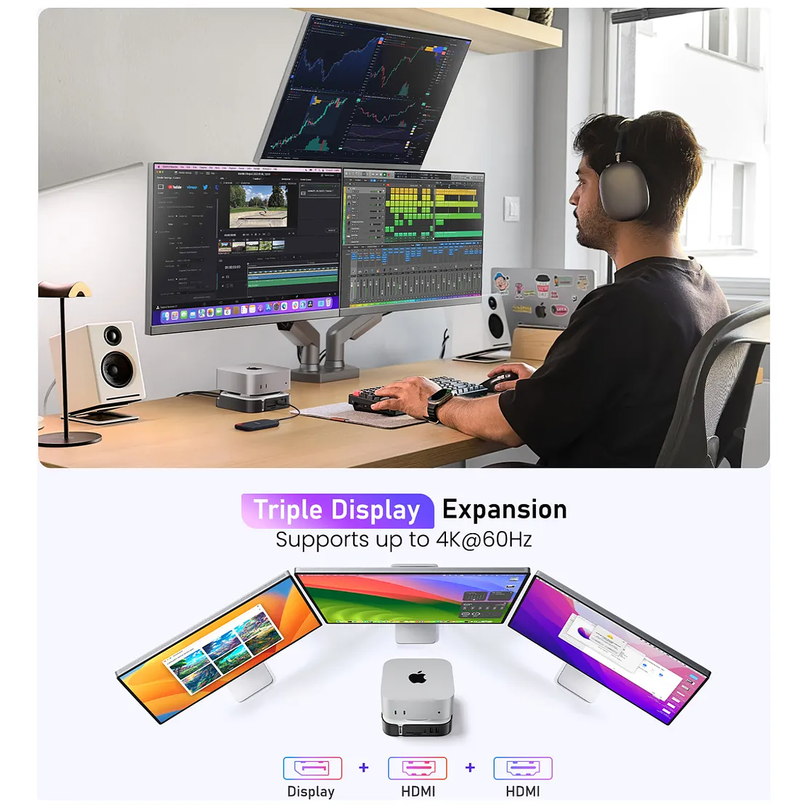 Lemorele TC800 Docking Station Para Mac Mini M4 7