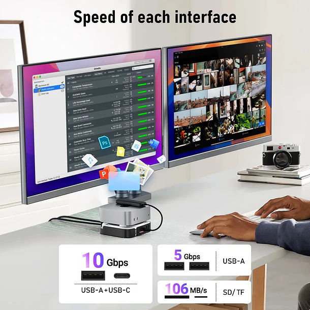 Lemorele TC800 Docking Station Para Mac Mini M4 9