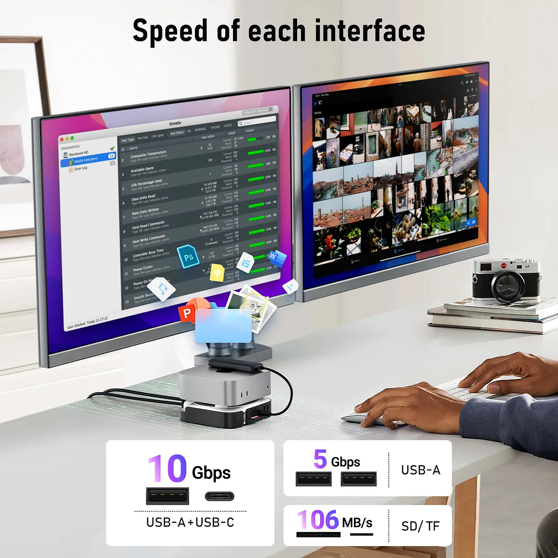 Lemorele TC800 Docking Station Para Mac Mini M4 9