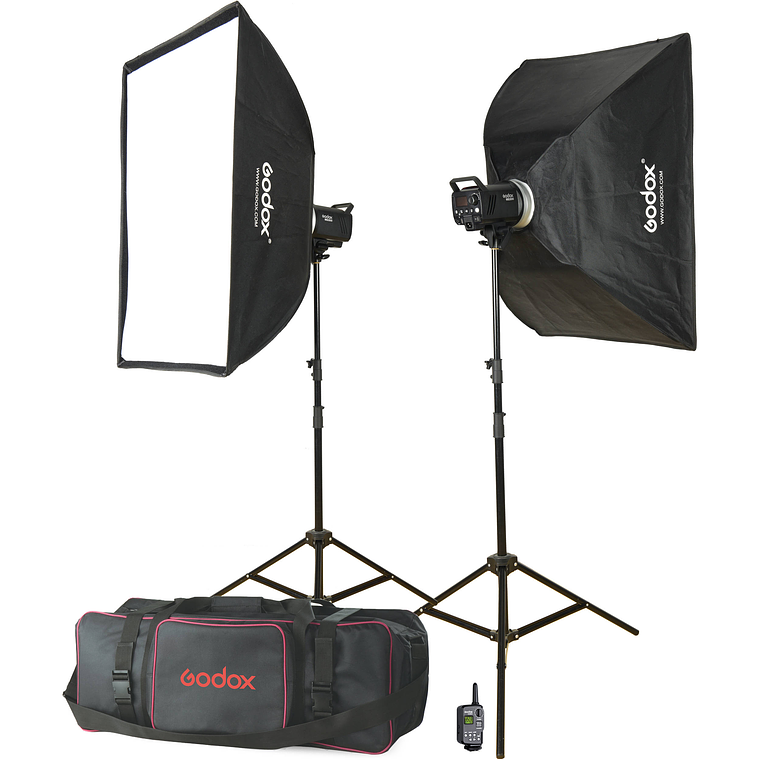 Godox MS300-F Kit de 2 Flash Estudio 300W Cada Uno Con Bolso y Trípodes 1