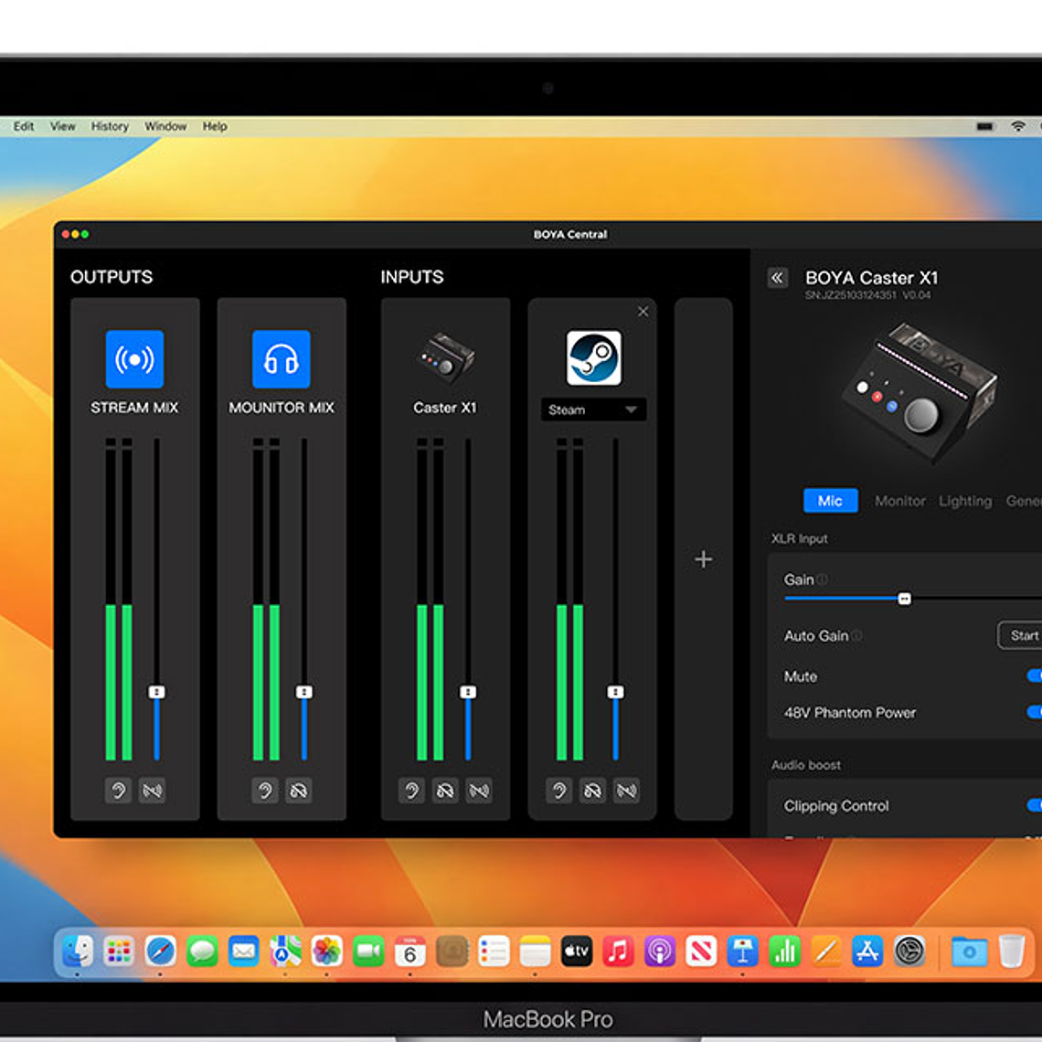 Boya Caster X1 Interfaz de Audio y Mezcladora USB-C 10