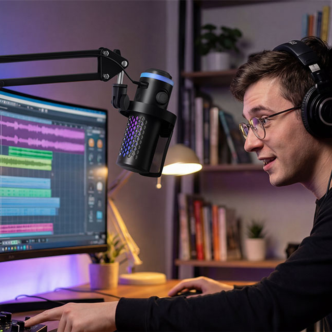 Boya Castmic G40B Micrófono Con Brazo, Luces RGB y Cancelación de Ruido USB 6