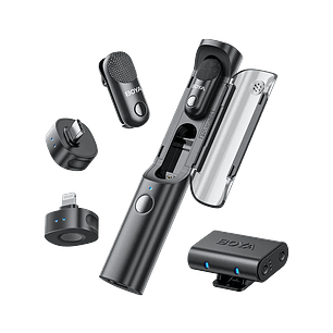 Boya BY-BOYA MAGIC 01 Micrófono Multifunción, Escritorio y Solapa Doble USB-C / Lightning y Trípode