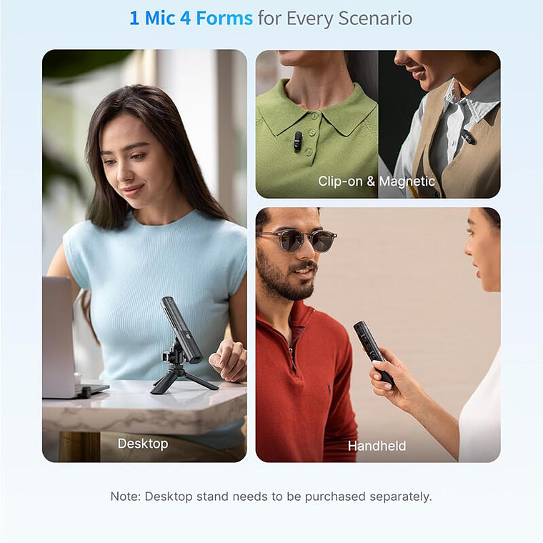 Boya BY-BOYA MAGIC 01 Micrófono Multifunción, Escritorio y Solapa Doble USB-C / Lightning y Trípode 4
