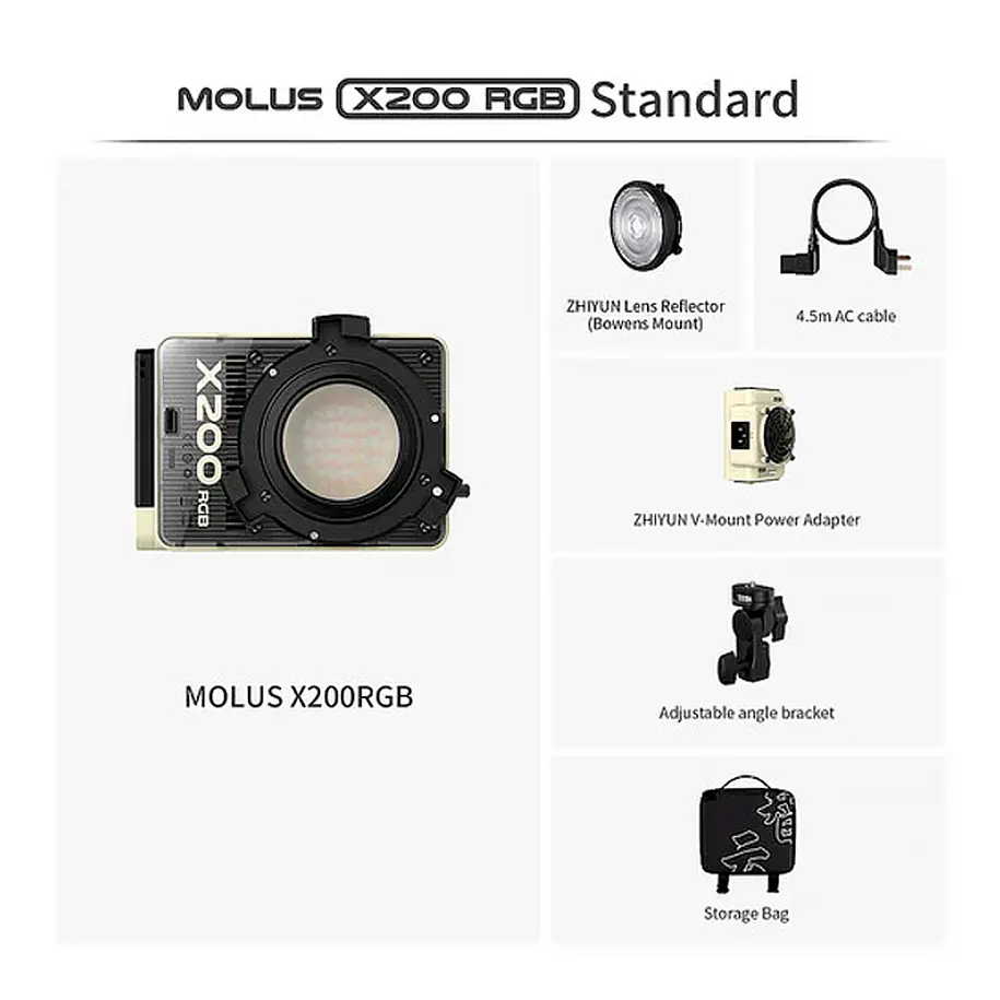 Zhiyun Molus X200 Rgb Cob Light Luz Para Video  Versión Standard  Kit ( Kit Básico) 3