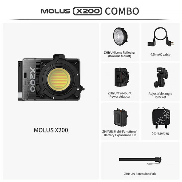 Zhiyun Molus X200 Combo Cob Light Bicolor COMBO Kit  1