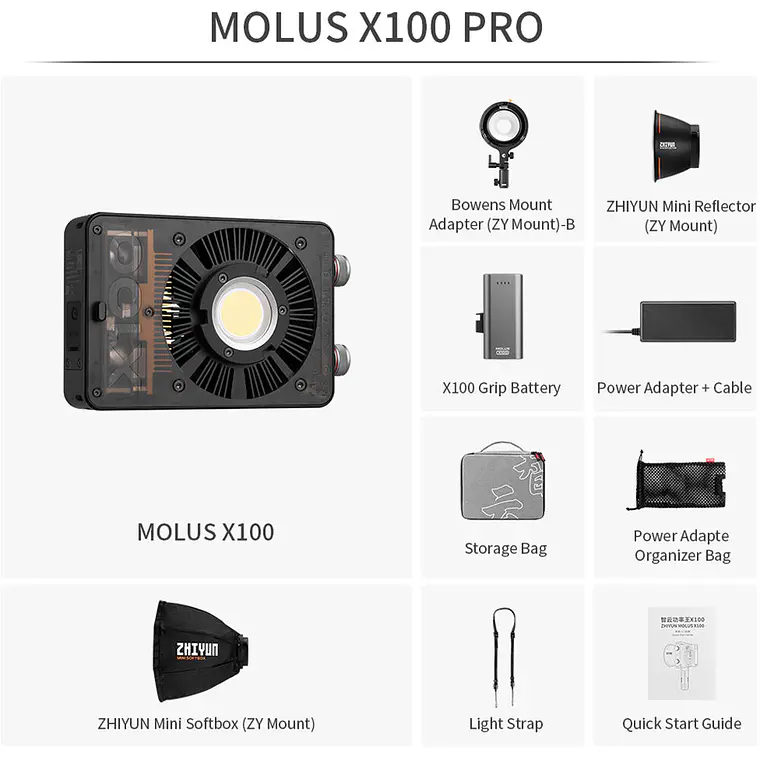 Zhiyun Molus X100 Pro Luz Led Bicolor PRO Kit 16