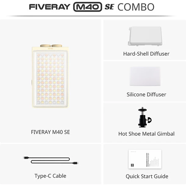 Zhiyun Fiveray M40 SE Combo Luz LED Bi-Color COMBO Kit 7